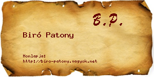 Biró Patony névjegykártya